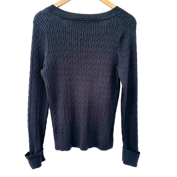 Talbots cable knit sweater with scoop neckline and long sleeves, ๐ฏ Pima cotton - Picture 6 of 8